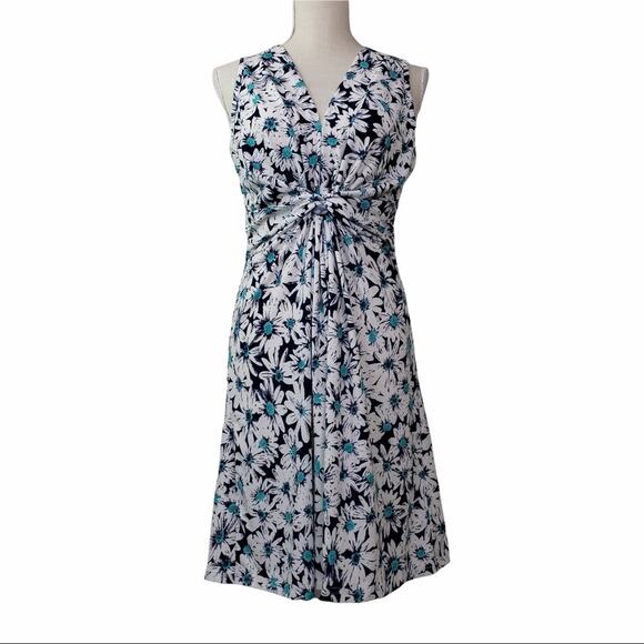Papillon Womens M Daisy Print Knot Front Dress in Navy Daisy NEW - Picture 2 of 11